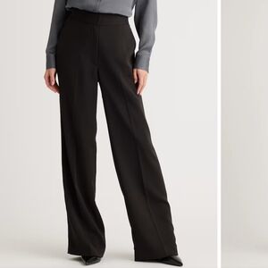 Quince Women's Black Crepe Flat Front Straight Leg Slacks Size 8